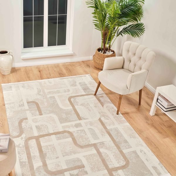 Kreasyon Boyut BY004 – Cream Modern Rug