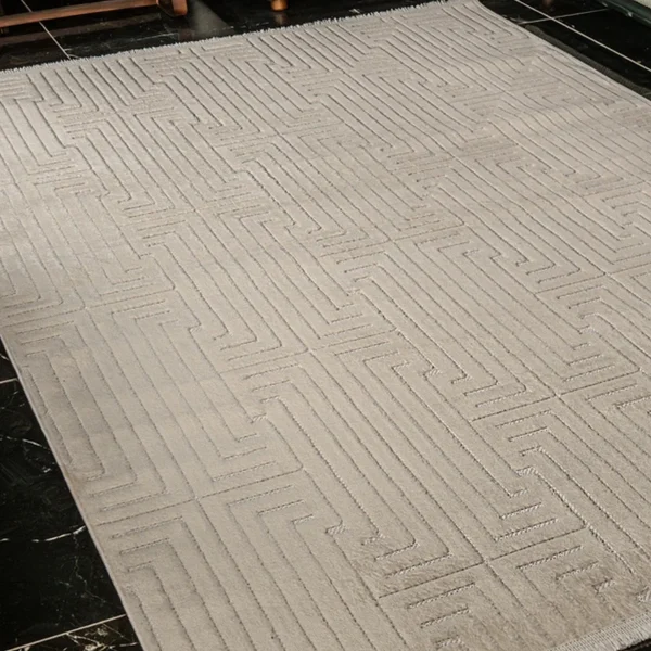 Kreasyon Cess CES02 – White Modern Rug