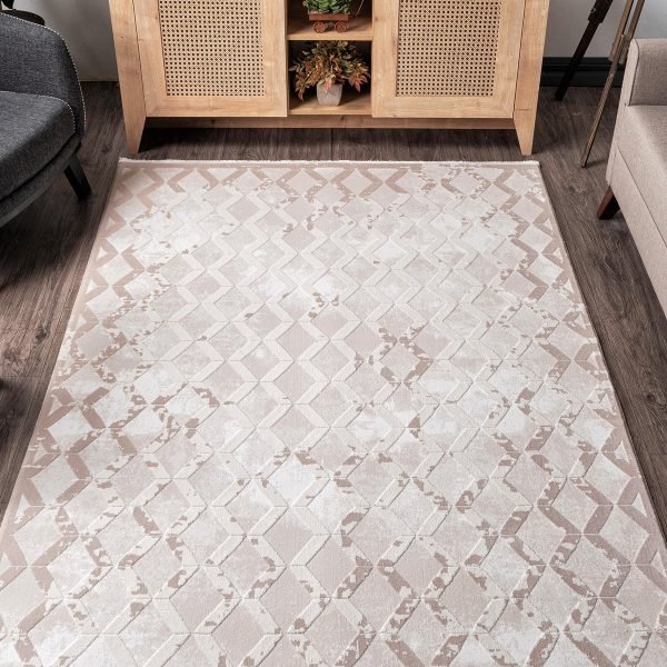 Kreasyon Elkenz EK007 – White Modern Rug