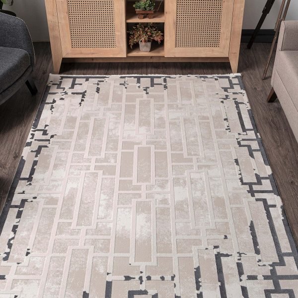 Kreasyon Elkenz EK009– White Modern Rug