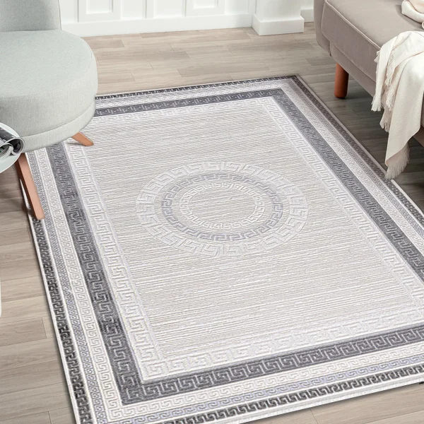 Kreasyon Elkenz EK004 – White Modern Rug