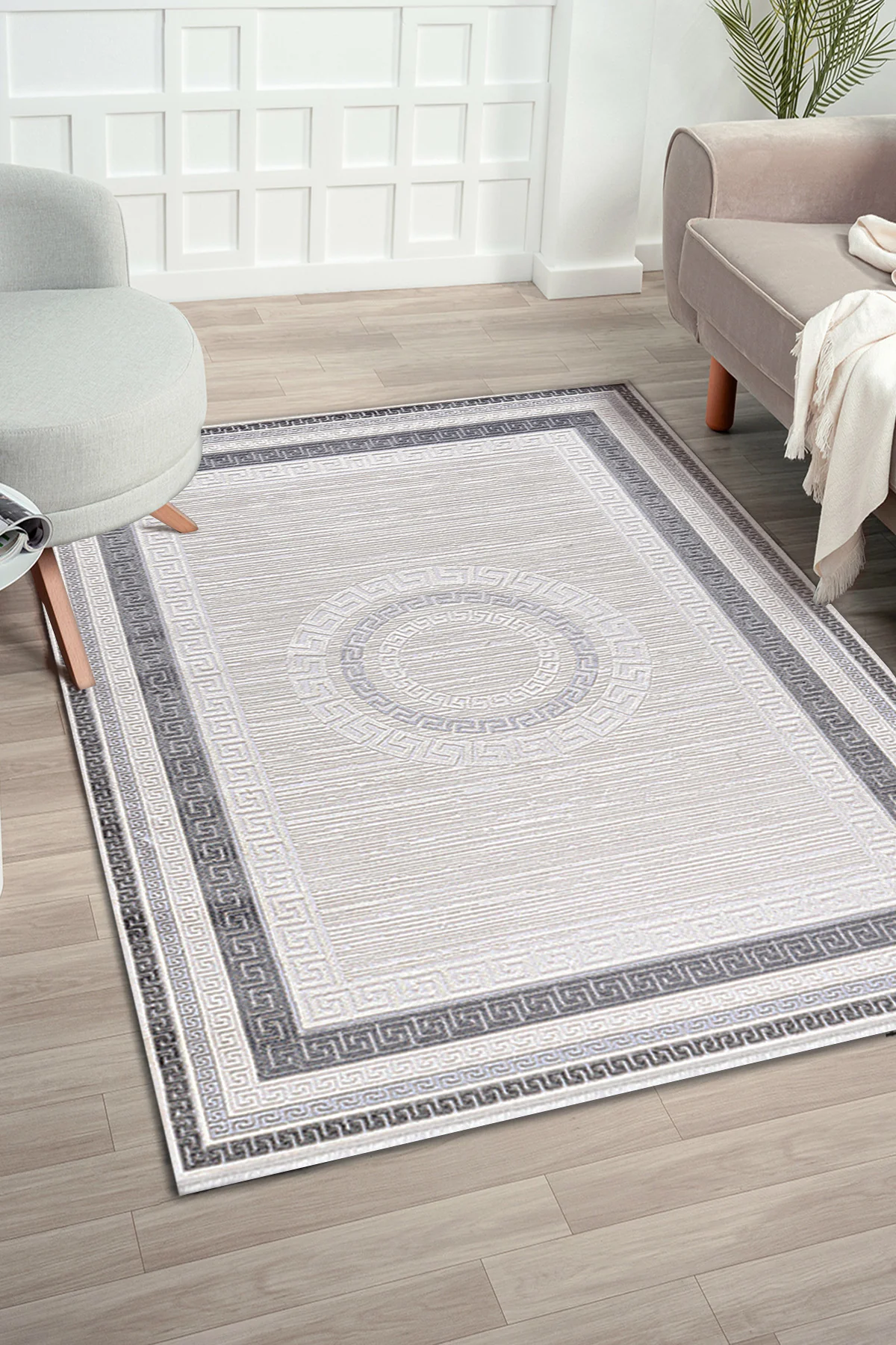 elkenz-ek004-beyaz-uzun-omurlu-yumusak-dokulu-salon-mutfak-koridor-oturma-odasi-yolluk-hali-999 Kreasyon Elkenz EK004 – White Modern Rug - Image 1