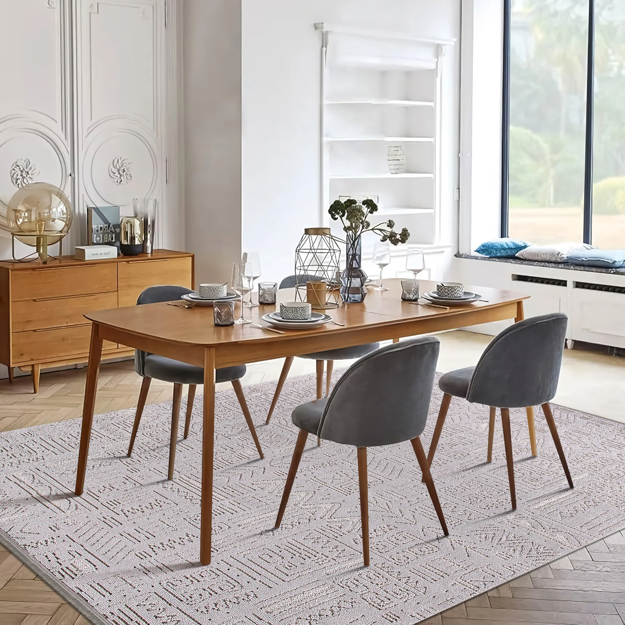 loopo-lp001-gri-hav-toz-vermez-salon-mutfak-koridor-oturma-odasi-yolluk-hali-makine-halisi-1833 Kreasyon Loopo LP001 – Grey Modern Rug - Image 1