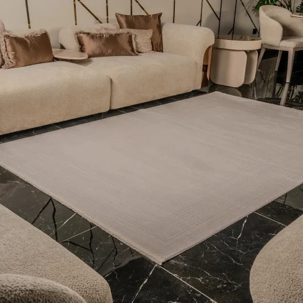 Kreasyon Zett ZE007 – White Modern Rug